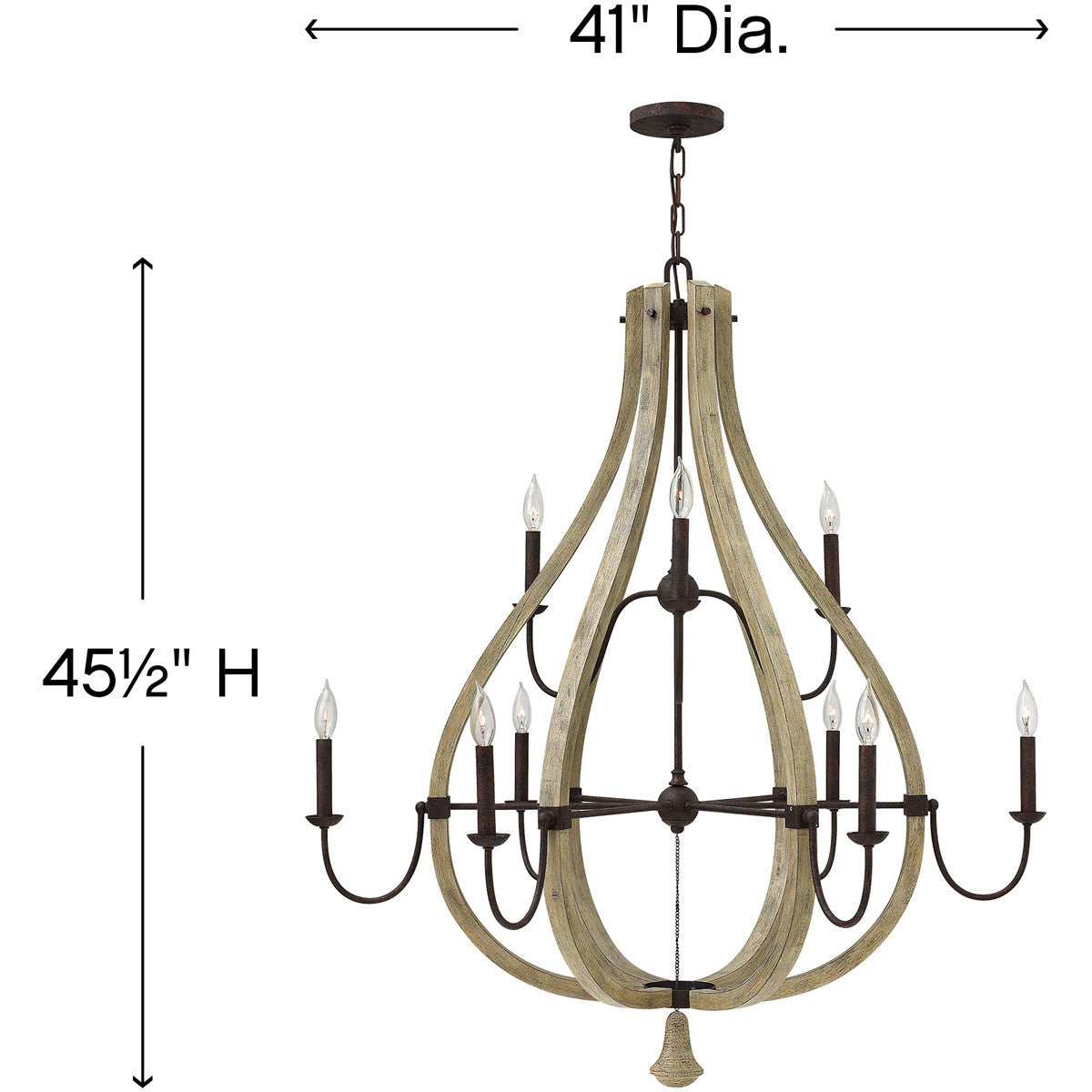 Fredrick Ramond Lighting Middlefield Large Open Frame Two Tier Iron Rust FR40578IRR