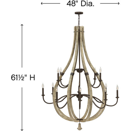 Fredrick Ramond Lighting Middlefield Extra Large Open Frame Two Tier Iron Rust FR40579IRR