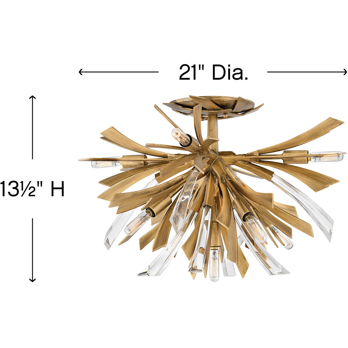 Fredrick Ramond Lighting Vida Medium Semi-Flush Mount Burnished Gold FR40903BNG