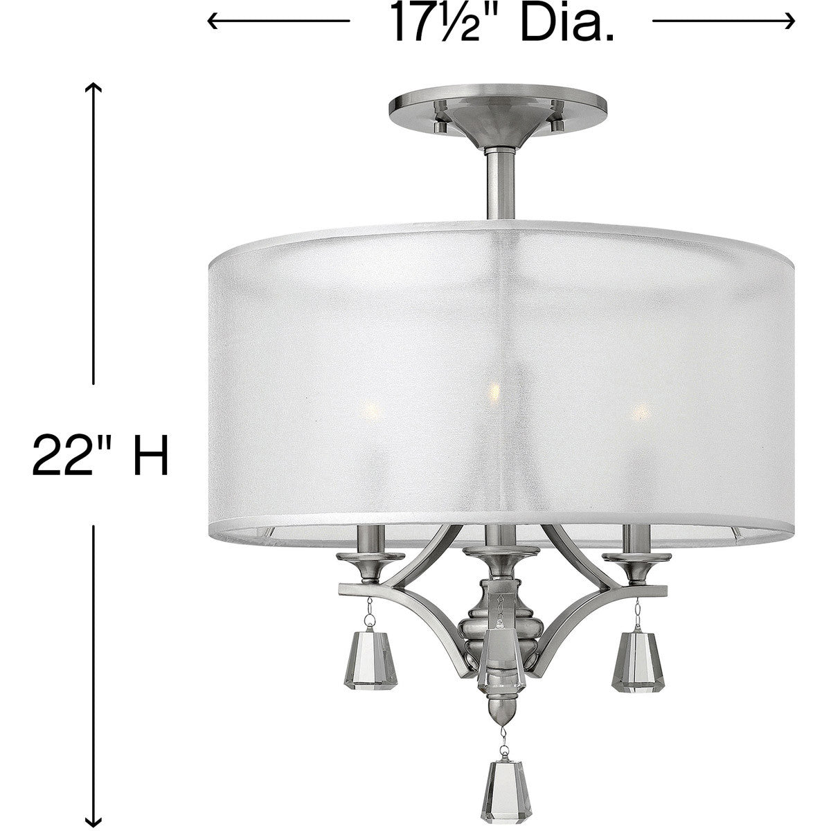 Fredrick Ramond Lighting Mime Medium Semi-Flush Mount Brushed Nickel FR45601BNI