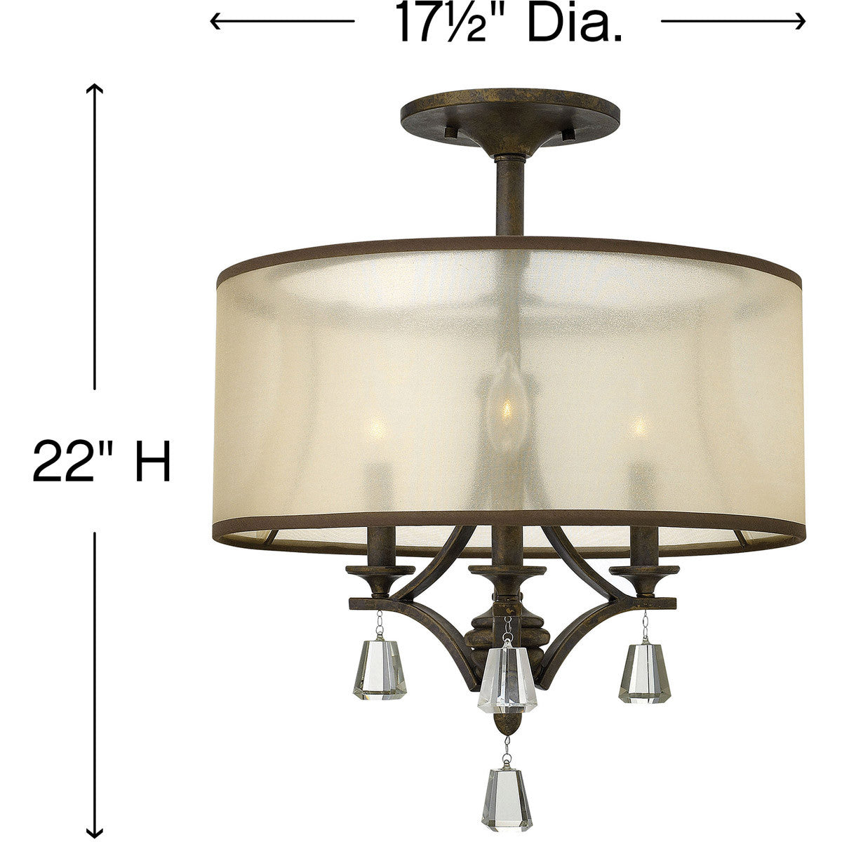 Fredrick Ramond Lighting Mime Medium Semi-Flush Mount French Bronze FR45601FBZ