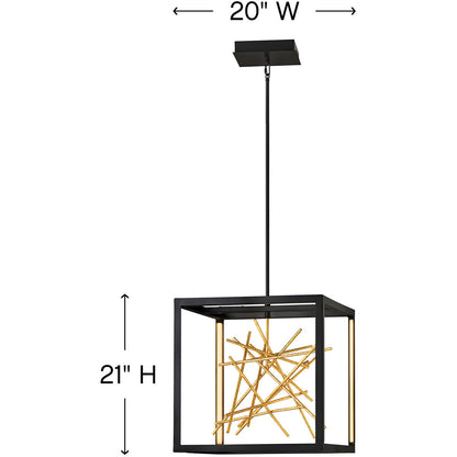 Fredrick Ramond Lighting Styx Medium LED Open Frame Pendant Black FR46407BLK