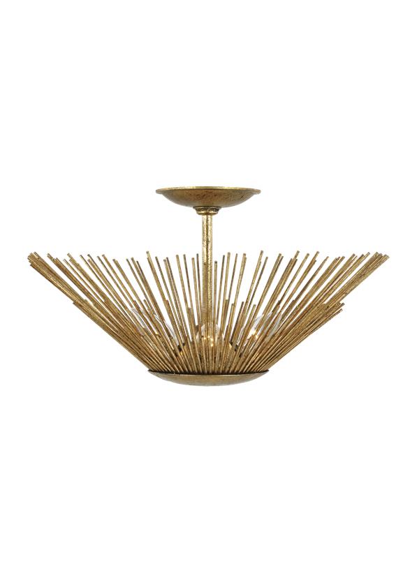 Visual Comfort Studio Alexa Hampton Helios Large Semi-Flush Mount in Antique Gild AF1083ADB