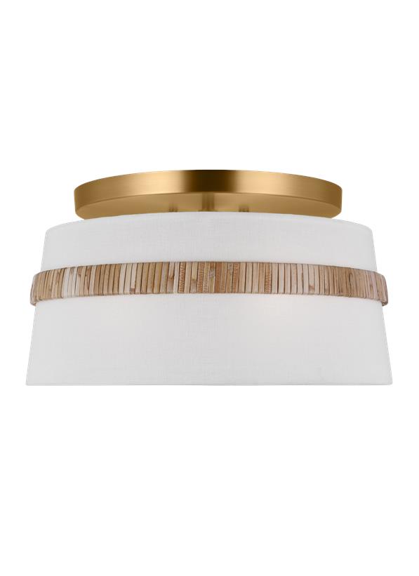 Visual Comfort Studio Alexa Hampton Cordtlandt Small Semi-Flush Mount in Rattan AF1143RTN