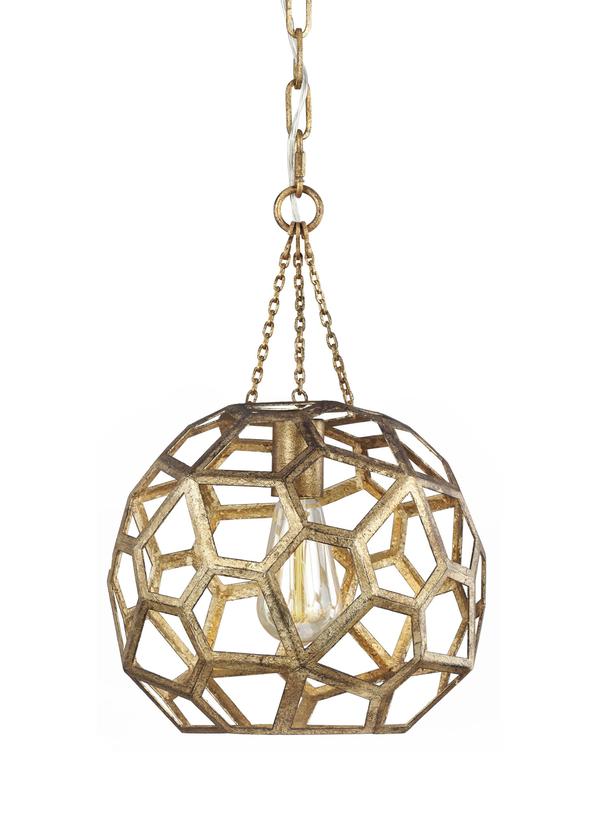 Visual Comfort Studio Alexa Hampton Feccetta Small Pendant in Antique Gild AP1051ADB