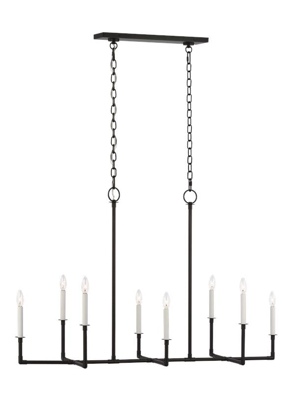 Visual Comfort Studio Chapman & Myers Bayview Linear Chandelier in Aged Iron CC1368AI