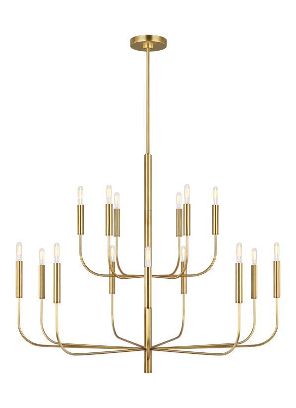 Visual Comfort Studio Ellen DeGeneres Brianna Large Two-Tier Chandelier in Burnished Brass EC10015BBS