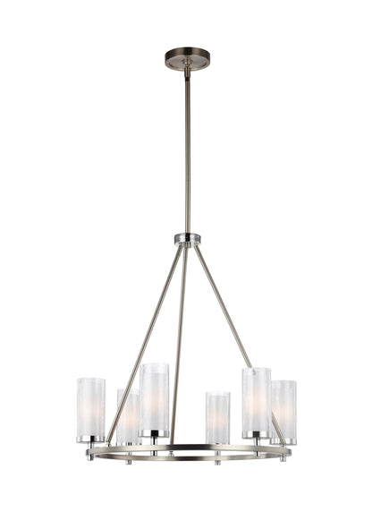 Generation Lighting Jonah Medium Chandelier in Satin Nickel / Chrome F2985/6SN/CH