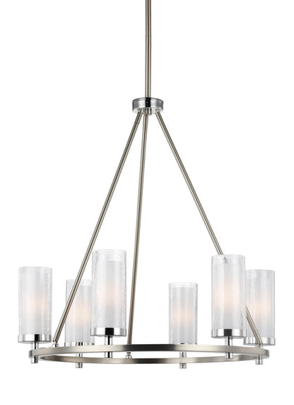 Generation Lighting Jonah Period Uptown 6 Light Chandelier in Satin Nickel / Chrome GL-F2985/6SN/CH