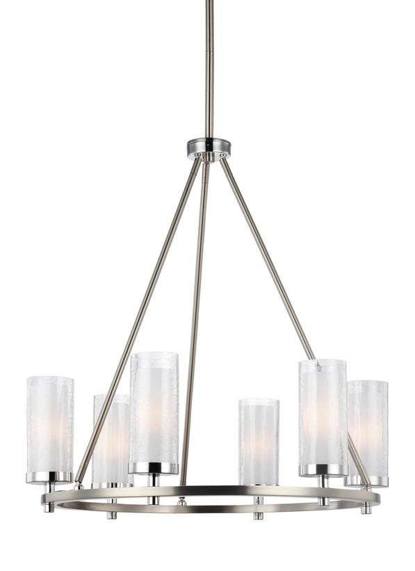 Generation Lighting Jonah Medium Chandelier in Satin Nickel / Chrome F2985/6SN/CH