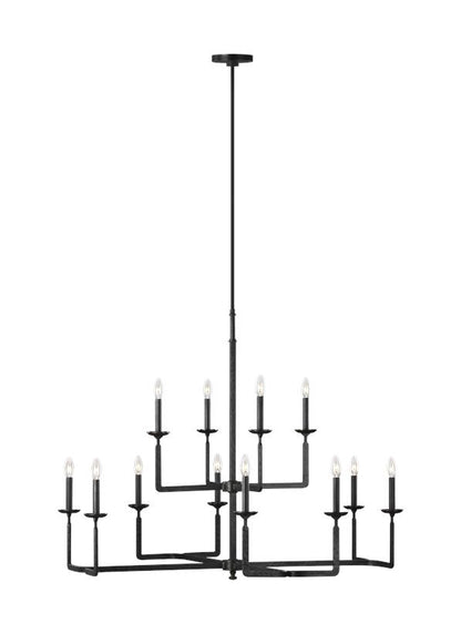 Generation Lighting Ansley Large Chandelier in Aged Iron F3290/12AI