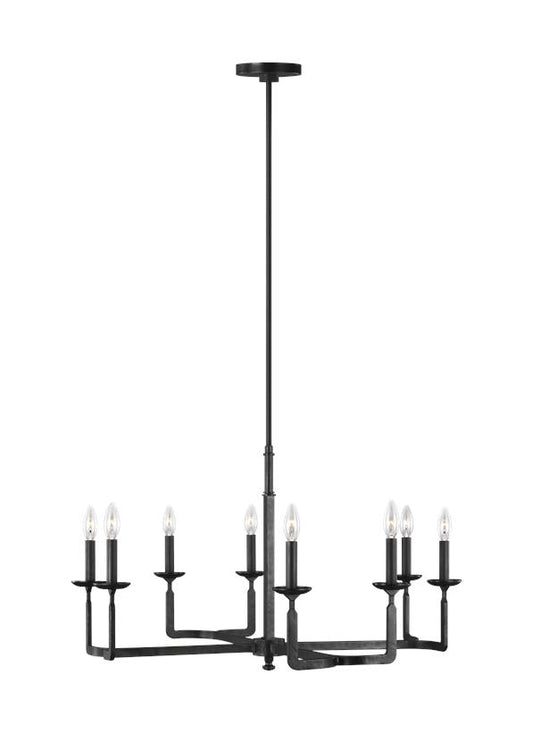 Generation Lighting Ansley Medium Chandelier in Aged Iron F3291/8AI