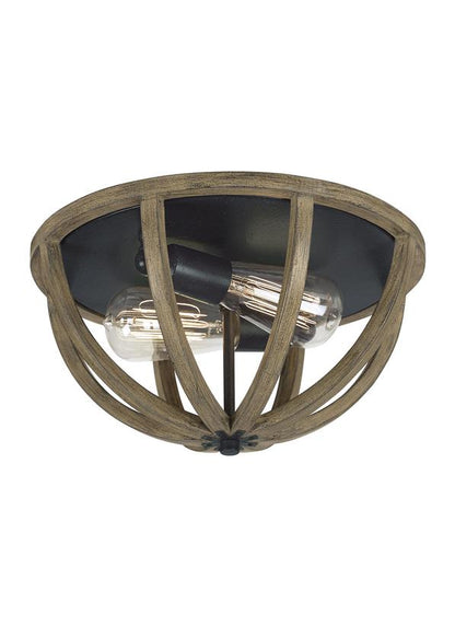 Visual Comfort Studio Sean Lavin Allier Flush Mount in Weathered Oak Wood / Antique Forged Iron FM400WOW/AF