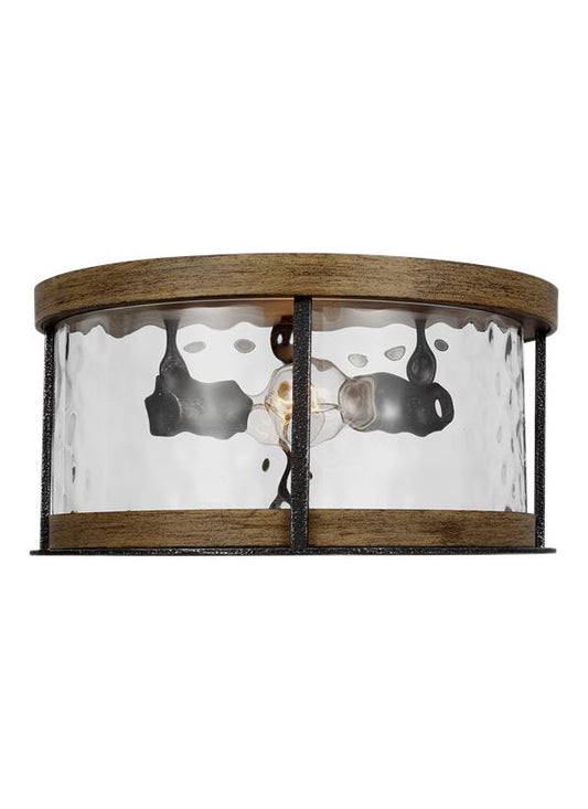 Visual Comfort Studio Sean Lavin Angelo Flush Mount in Distressed Weathered Oak / Slate Grey Metal FM530DWK/SGM