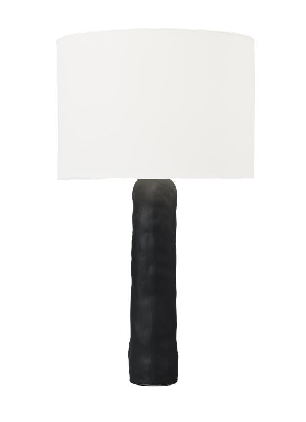 Visual Comfort Studio Hable Aura Medium Table Lamp in Rough Black Ceramic HT1051RBC1