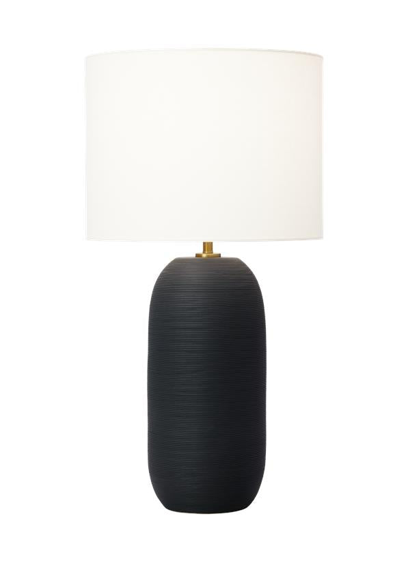 Visual Comfort Studio Hable Fanny Slim Table Lamp in Rough Black Ceramic HT1061RBC1