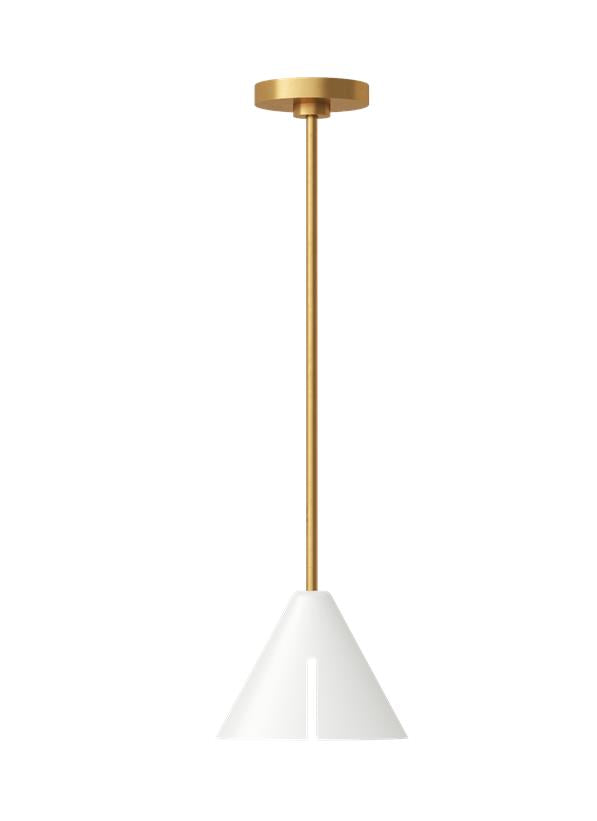 Visual Comfort Studio Kelly Wearstler Cambre Small Pendant in Matte White and Burnished Brass KP1121MWTBBS-L1