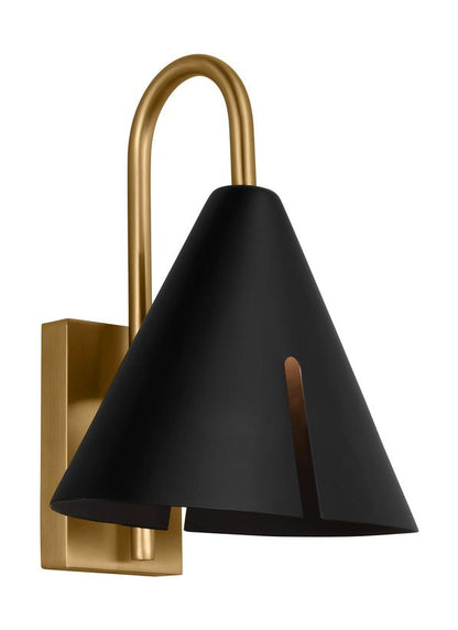 Visual Comfort Studio Kelly Wearstler Cambre Small Task Sconce in Midnight Black and Burnished Brass KW1131MBKBBS-L1