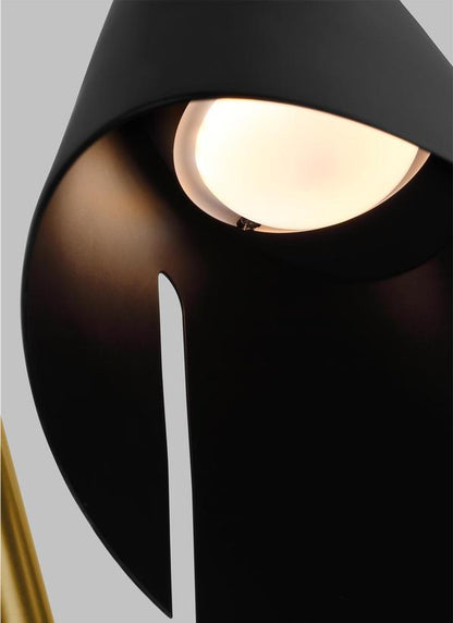 Visual Comfort Studio Kelly Wearstler Cambre Small Task Sconce in Midnight Black and Burnished Brass KW1131MBKBBS-L1