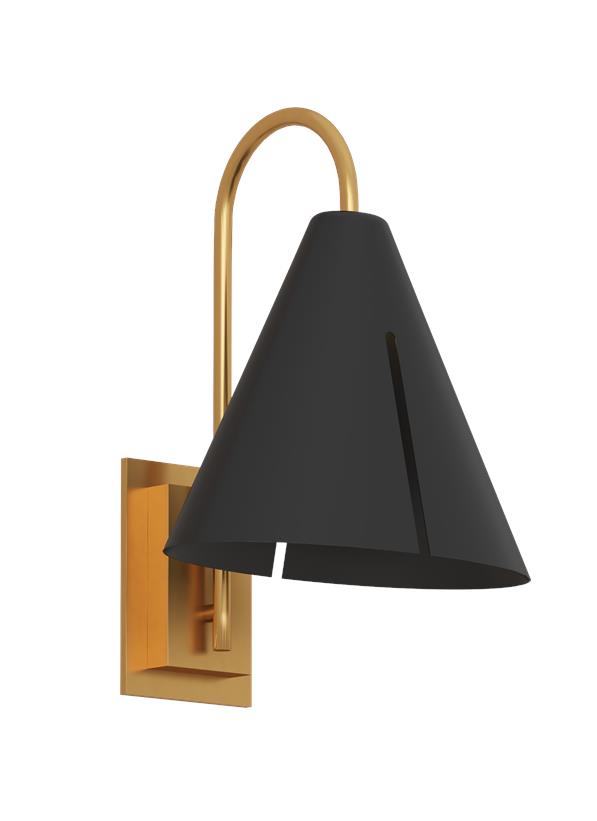 Visual Comfort Studio Kelly Wearstler Cambre Small Task Sconce in Midnight Black and Burnished Brass KW1131MBKBBS-L1