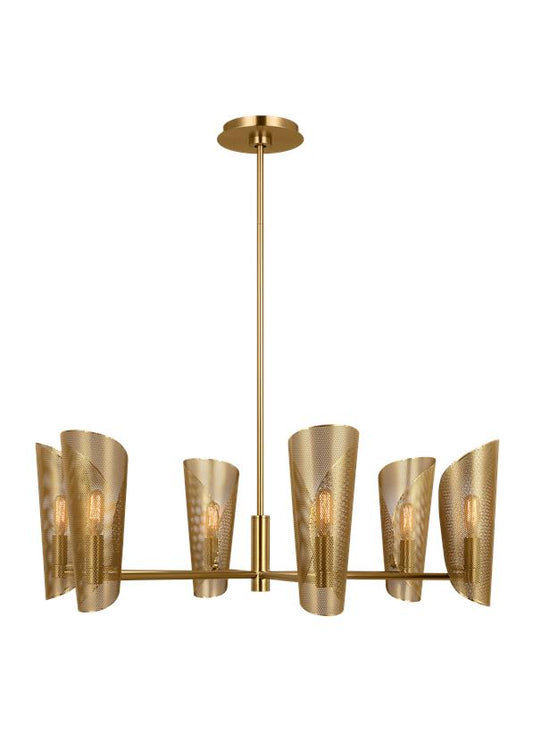 Visual Comfort Studio Christiane Lemieux Plivot Large Chandelier in Burnished Brass LXC1056BBS