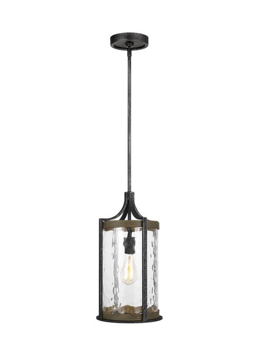 Visual Comfort Studio Sean Lavin Angelo Pendant in Distressed Weathered Oak / Slate Grey Metal P1511DWK/SGM