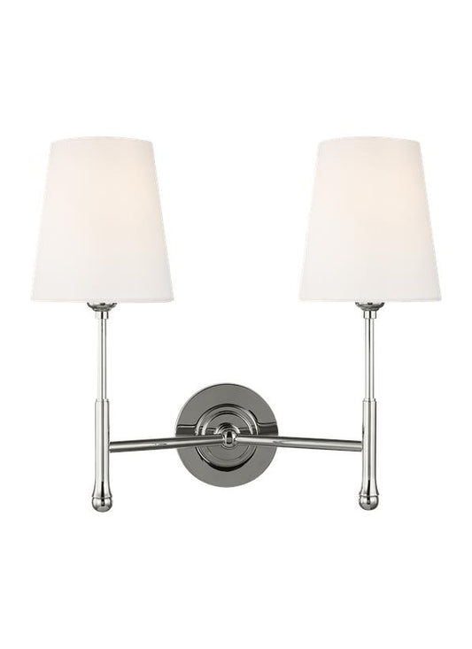 Visual Comfort Studio Thomas O'Brien Capri Double Sconce in Polished Nickel TW1012PN