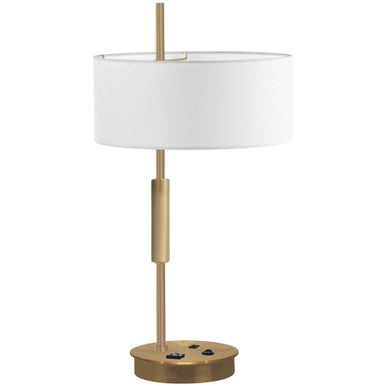 Dainolite 1 Light Incandescent Table Lamp, Aged Brass w/ White Shade FTG-261T-AGB-WH