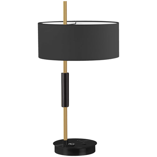 Dainolite 1 Light Incandescent Table Lamp, Matte Black & Aged Brass w/ BK Shade FTG-261T-MB-AGB-BK