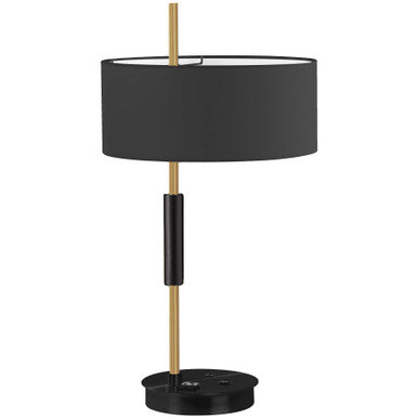 Dainolite 1 Light Incandescent Table Lamp, Matte Black & Aged Brass w/ BK Shade FTG-261T-MB-AGB-BK