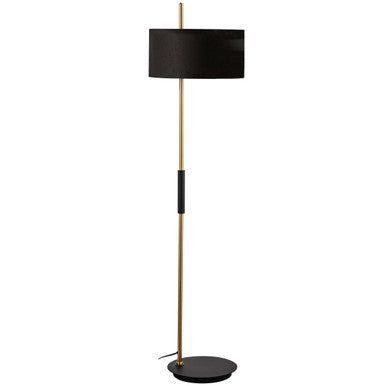 Dainolite 1 Light Incandescent Floor Lamp, Matte Black & Aged Brass w/ BK Shade FTG-622F-MB-AGB-BK