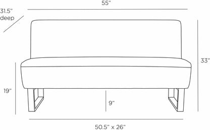 Arteriors Home Valeswood Settee Platinum Tweed Dark Walnut FTU01