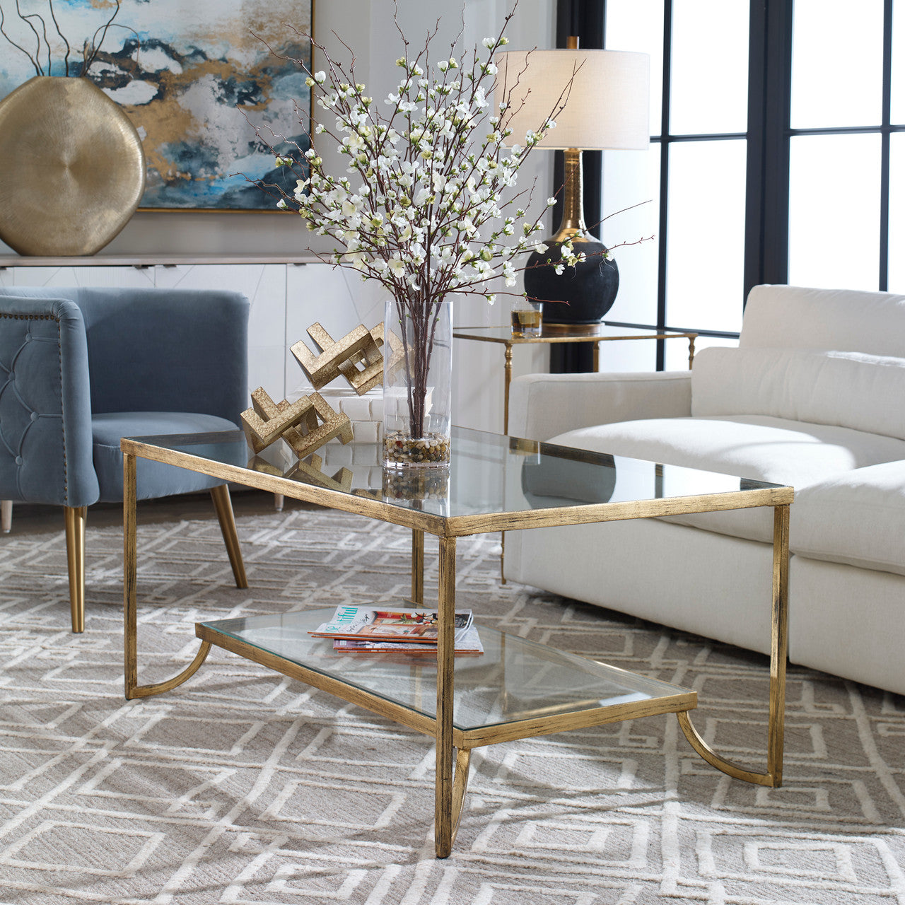 Uttermost Katina Gold Leaf Coffee Table 24540