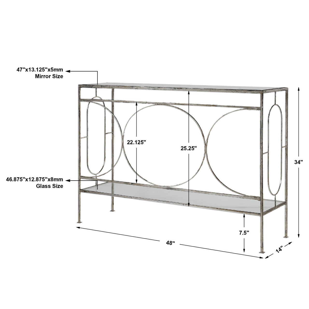 Uttermost Luano Silver Console Table 24541