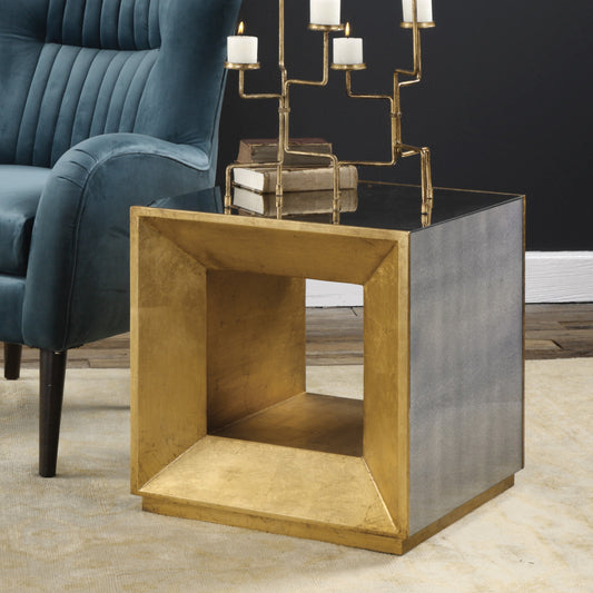 Uttermost Flair Gold Cube Table 24763