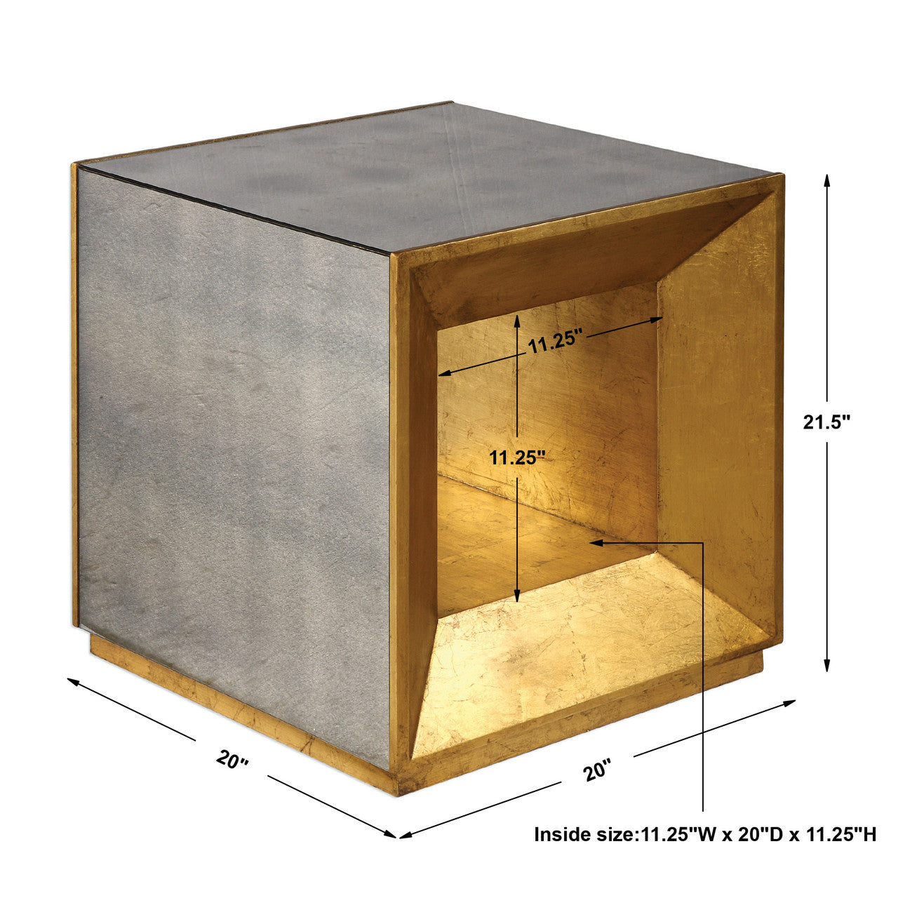 Uttermost Flair Gold Cube Table 24763