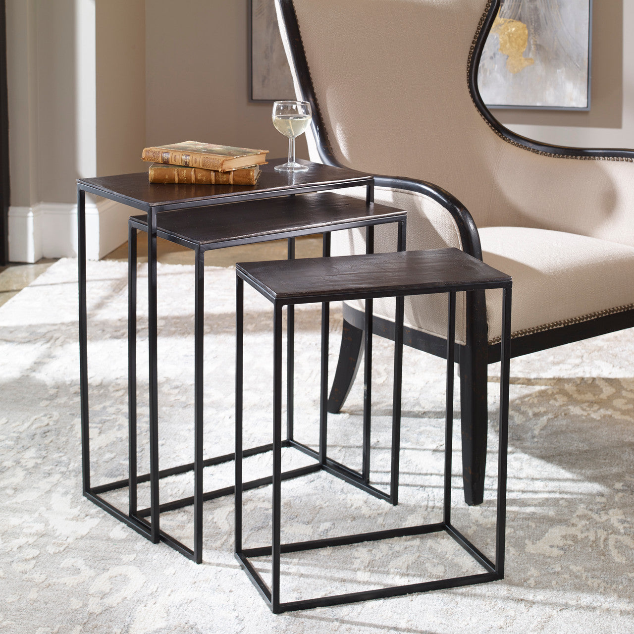 Uttermost Coreene Iron Nesting Tables S/3 25040