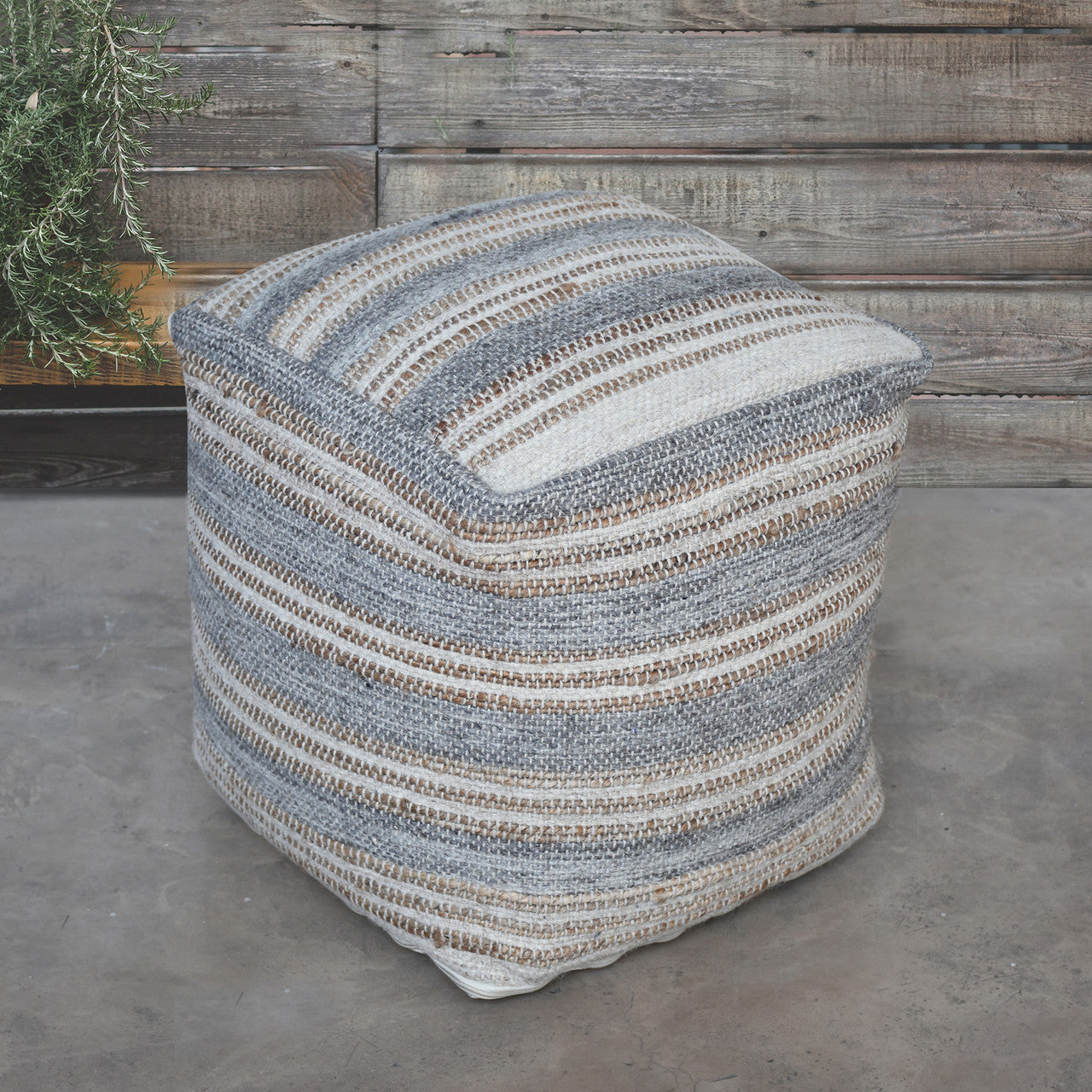 Uttermost Mesick Handwoven Gray Pouf 23967