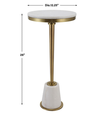 Uttermost Edifice White Marble Drink Table 25177