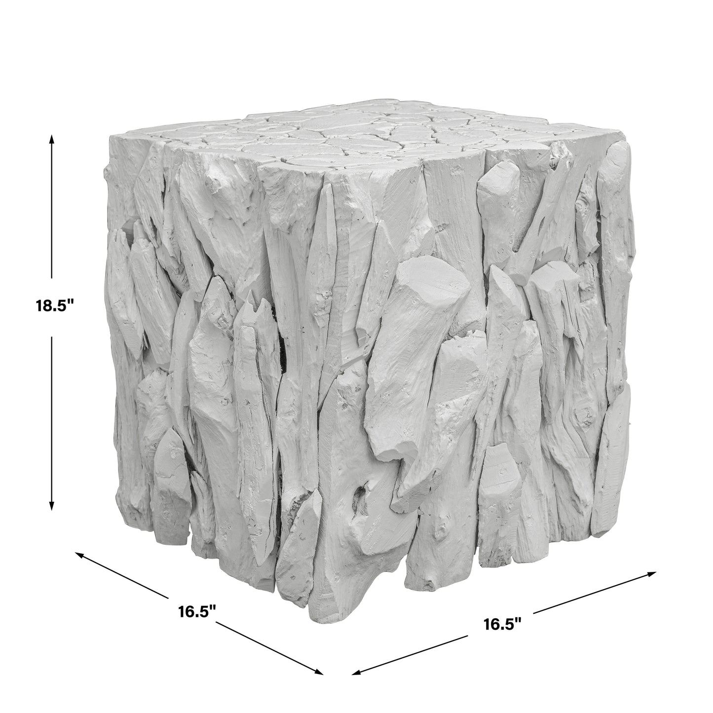 Uttermost Teak Root White Bunching Cube 25241