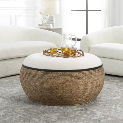 Uttermost Island Straw Storage Ottoman / Coffee Table 23734