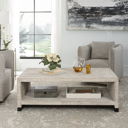 Uttermost Bosk White Washed Coffee Table 25285