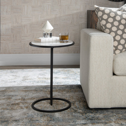 Uttermost Twofold White Marble Accent Table 25749