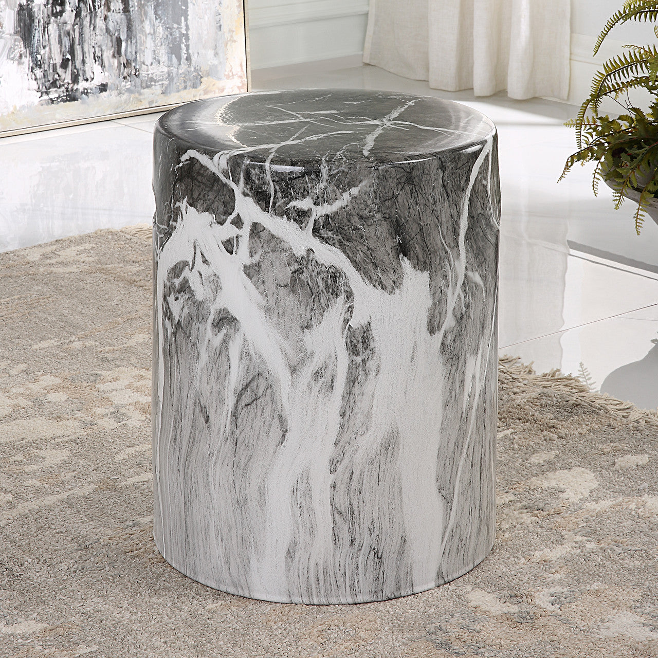 Uttermost Marvel Marbled Garden Stool 22896