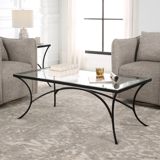 Uttermost Alayna Black Metal & Glass Coffee Table 22909