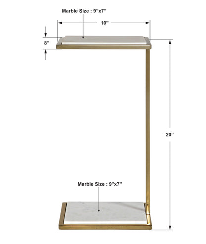 Uttermost Elevate White Marble Drink Table 22943