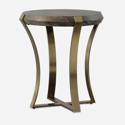 Uttermost Unite Brass Leg Wood Side Table 22940