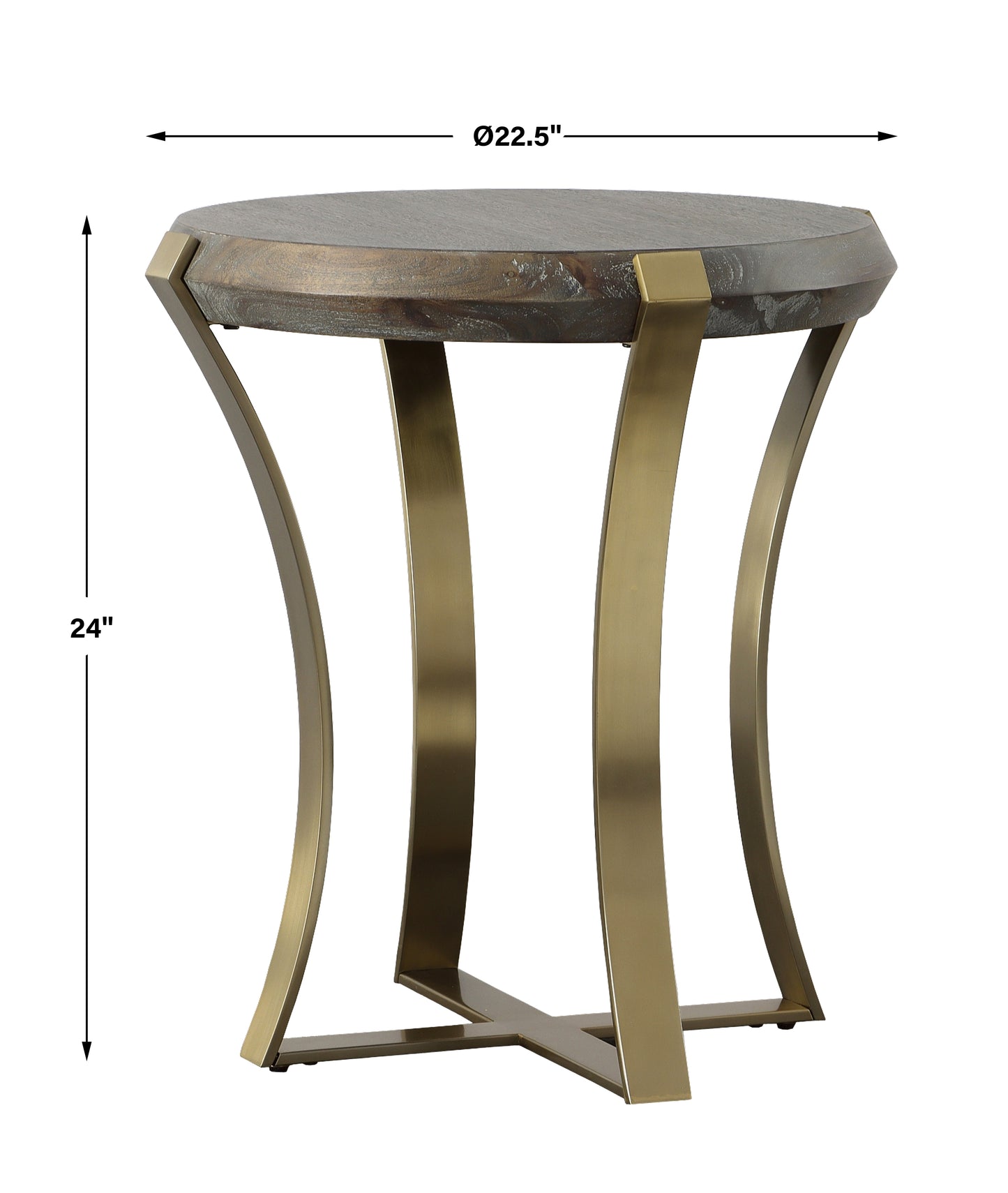 Uttermost Unite Brass Leg Wood Side Table 22940