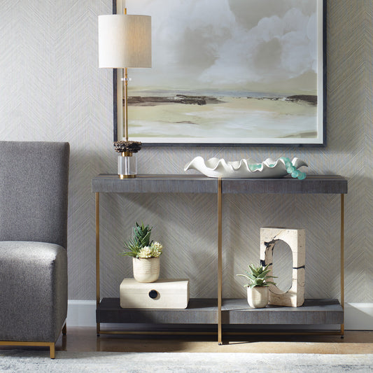 Uttermost Taja Modern Brass / Wood Console Table 22972