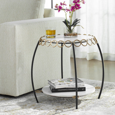 Uttermost Chainlink White Marble Side Table 22974